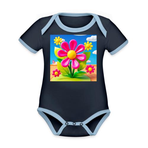 Pink Floral Peace | Sky & Nature Design - Organic Contrast SS Baby Bodysuit