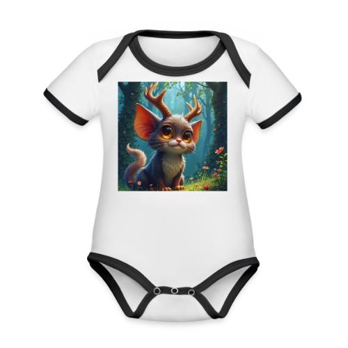 Magical Forest Creature with Deer Horns - Organic Contrast SS Baby Bodysuit