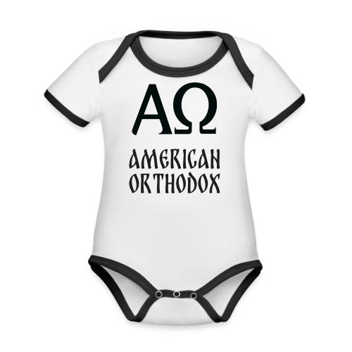 Black logo American Orthodox - Organic Contrast SS Baby Bodysuit