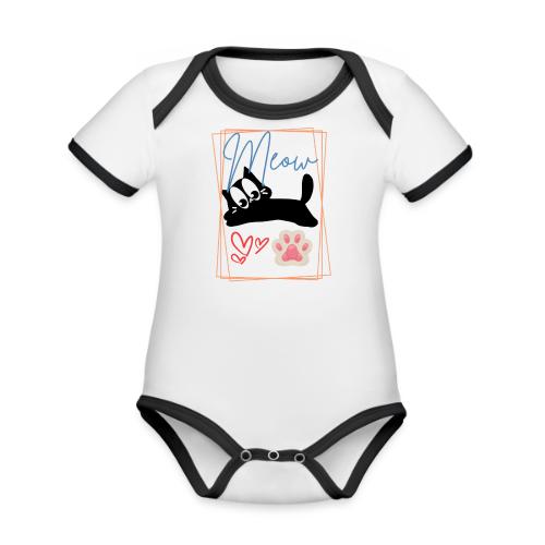 Meow Cat Paw Cute Kitty Lover Design - Organic Contrast SS Baby Bodysuit