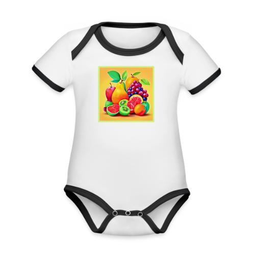 Colorful Fruit Medley - Organic Contrast SS Baby Bodysuit