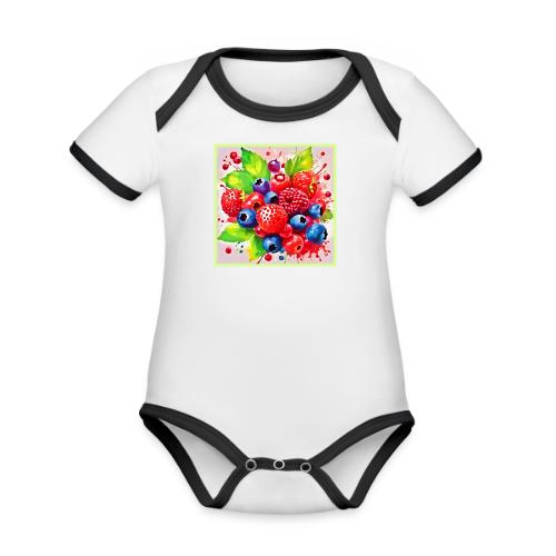 Summer Berry Splash Design - Organic Contrast SS Baby Bodysuit