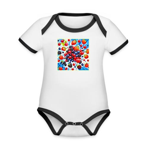 Colorful Berry Fiesta Design - Organic Contrast SS Baby Bodysuit