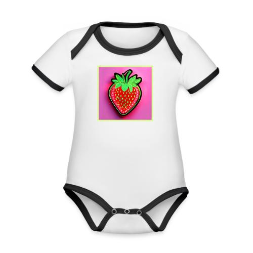 Vibrant Strawberry Neon Sign - Organic Contrast SS Baby Bodysuit