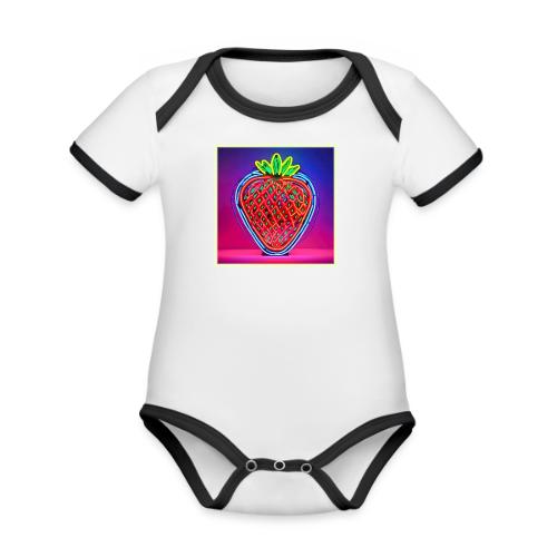 Vibrant Strawberry Neon Sign - Organic Contrast SS Baby Bodysuit