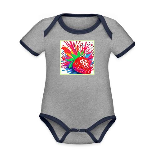 Splatter Strawberry Splash - Organic Contrast SS Baby Bodysuit
