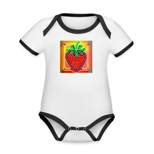 Colorful Strawberry Neon Glow - Organic Contrast SS Baby Bodysuit