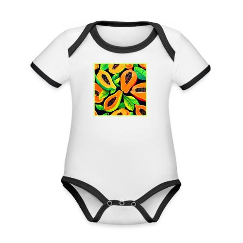 Tropical Papaya Paradise - Organic Contrast SS Baby Bodysuit