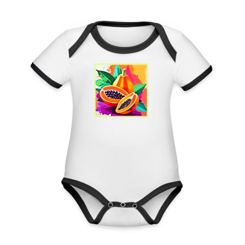 Sliced Papaya Pop Art - Organic Contrast SS Baby Bodysuit