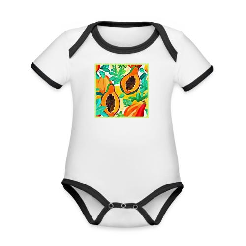 Tropical Papaya Pop Art - Organic Contrast SS Baby Bodysuit