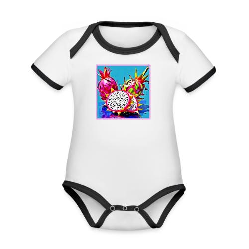 Exotic Dragon Fruit Art - Organic Contrast SS Baby Bodysuit