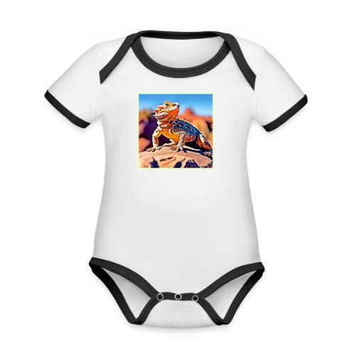 Desert Lizard Close-up Design - Organic Contrast SS Baby Bodysuit