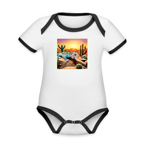 Colorful Gecko Rocks Design - Organic Contrast SS Baby Bodysuit