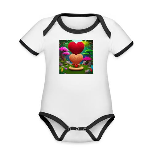 Double Heart, fantasy, nature and fantasy - Organic Contrast SS Baby Bodysuit