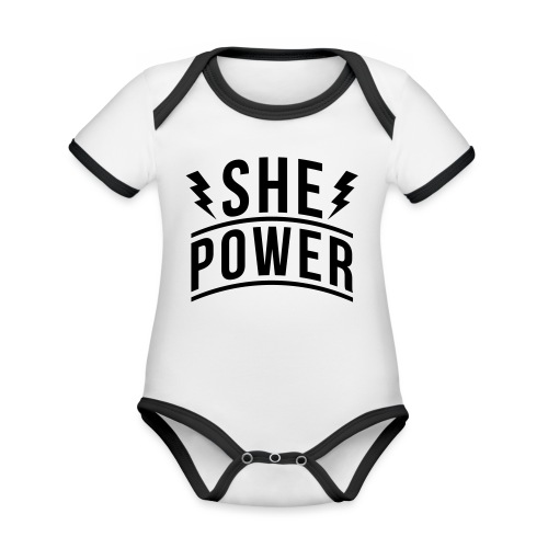 She Power - Organic Contrast SS Baby Bodysuit