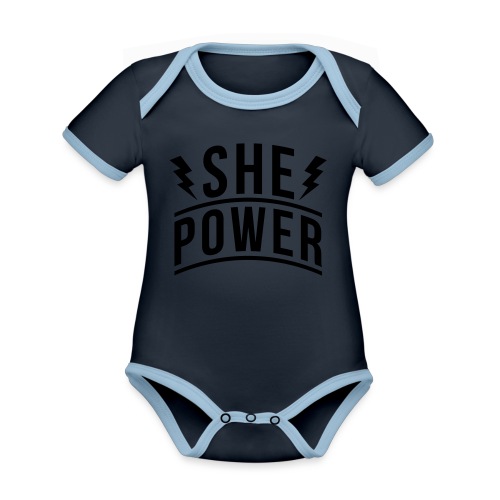 She Power - Organic Contrast SS Baby Bodysuit