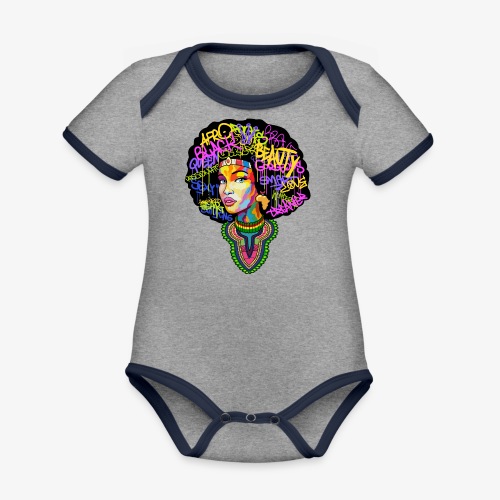 Afro Queen Dashiki - Organic Contrast SS Baby Bodysuit