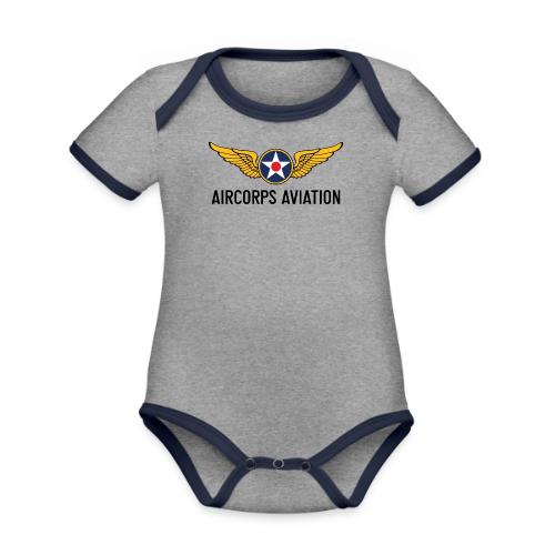 AirCorps Logo Black Letters - Organic Contrast SS Baby Bodysuit
