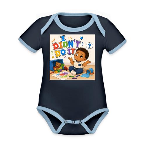 I Didn't Do It - Boy-B - Organic Contrast SS Baby Bodysuit