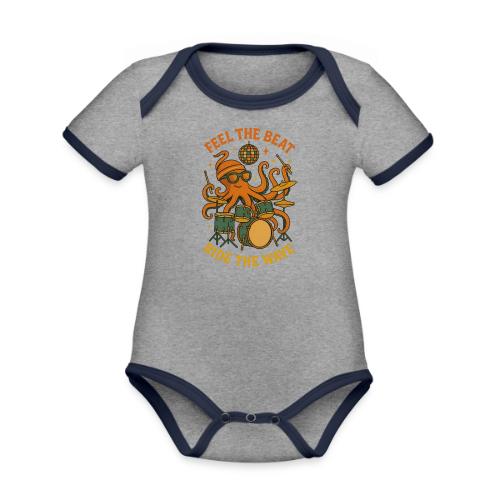 Feel the Beat Octopus Drummer Retro 70s t-shirt - Organic Contrast SS Baby Bodysuit