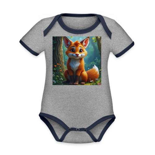 Magical fantasy fox in enchanted forest scene - Organic Contrast SS Baby Bodysuit