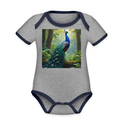 Majestic Peacock in Enchanted Forest - Organic Contrast SS Baby Bodysuit