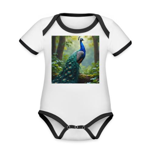 Majestic Peacock in Enchanted Forest - Organic Contrast SS Baby Bodysuit