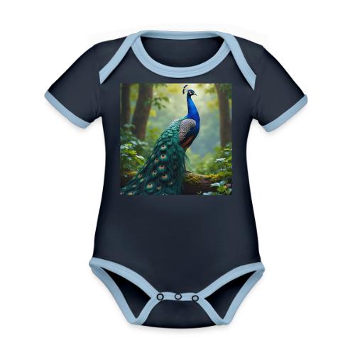 Majestic Peacock in Enchanted Forest - Organic Contrast SS Baby Bodysuit