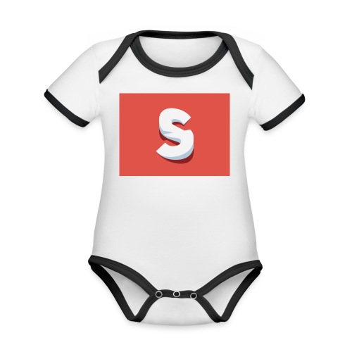 s red - Organic Contrast SS Baby Bodysuit