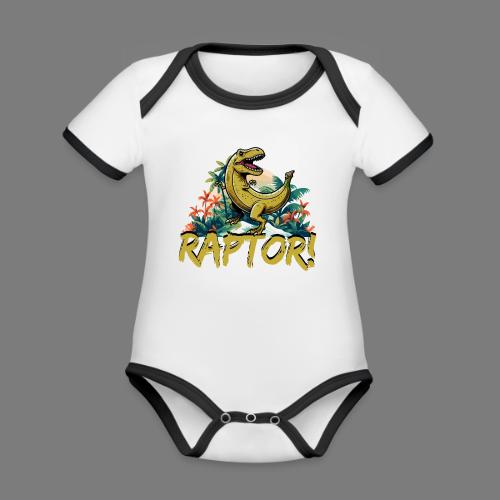 Funny Banana Raptor T-Rex Design - Organic Contrast SS Baby Bodysuit
