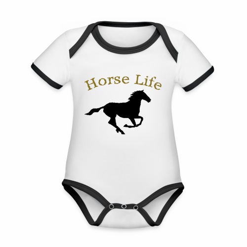 Horse Life with running horse - Organic Contrast SS Baby Bodysuit