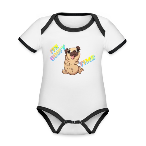 goofy pug - Organic Contrast SS Baby Bodysuit