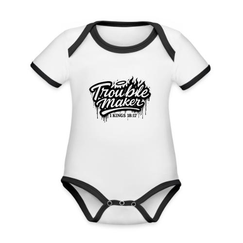 Troublemaker - Organic Contrast SS Baby Bodysuit