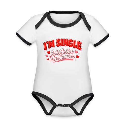 I’m Single Retro Bubble - Organic Contrast SS Baby Bodysuit