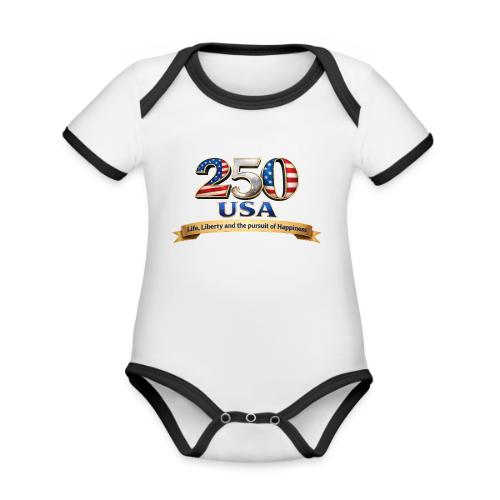 250 USA Liberty Banner - Organic Contrast SS Baby Bodysuit