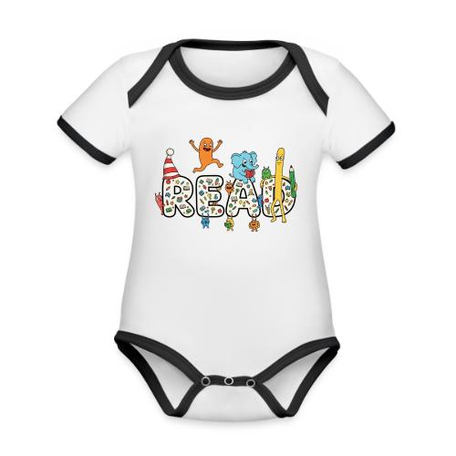 Whimsical READ Kids Cartoon - Organic Contrast SS Baby Bodysuit