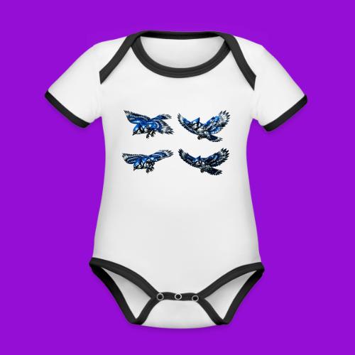 Silver Blue Jay Flight Stages - Organic Contrast SS Baby Bodysuit