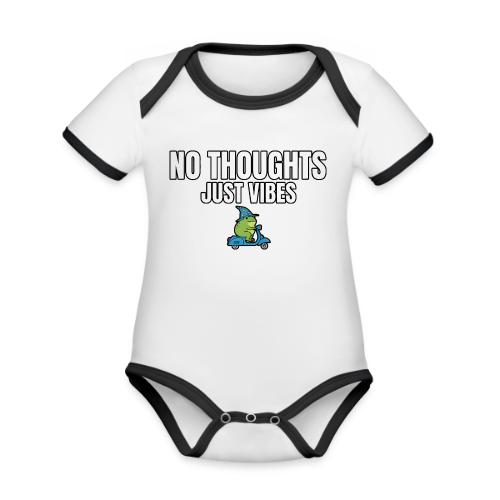 No Thoughts Just Vibes Funny Frog Shirt - Organic Contrast SS Baby Bodysuit
