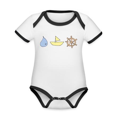 Drop, Ship, Dharma - Organic Contrast Short Sleeve Baby Bodysuit