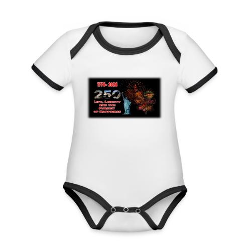 1776 - 2026 - 250 Years USA | Fireworks - Organic Contrast SS Baby Bodysuit