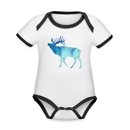 Night time deer - Organic Contrast SS Baby Bodysuit