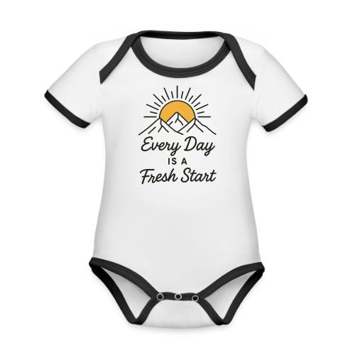 Inspirational Mountain Sunrise Motif - Organic Contrast SS Baby Bodysuit
