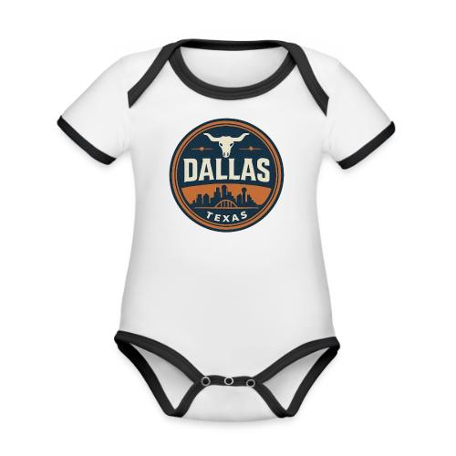 Vintage Dallas Texas Western Skyline Retro Cowboy - Organic Contrast SS Baby Bodysuit