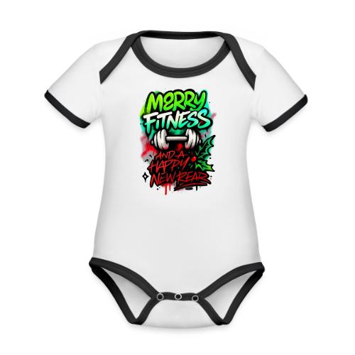 Merry Fitness Christmas Gym Humor - Organic Contrast SS Baby Bodysuit