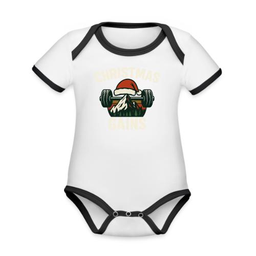 Christmas Gains – Santa Barbell Power - Organic Contrast SS Baby Bodysuit