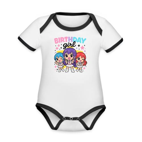 Cute Chibi Birthday Idol Girls - Organic Contrast SS Baby Bodysuit