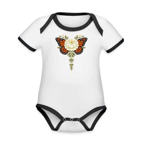 Monarch Butterfly Floral Botanical Art - Organic Contrast SS Baby Bodysuit