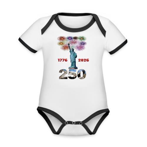 1776 - 2026 | 250 Years USA | Fireworks - Organic Contrast SS Baby Bodysuit