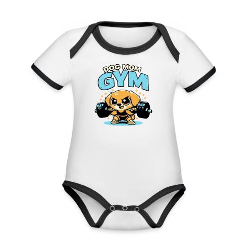 Chibi Dog Gym Workout - Organic Contrast SS Baby Bodysuit