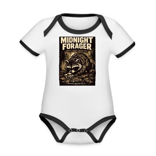 Midnight Forager Raccoon Mushroom Hunter - Organic Contrast SS Baby Bodysuit